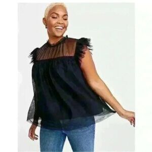 Joie Black Sheer Ruffle Blouse